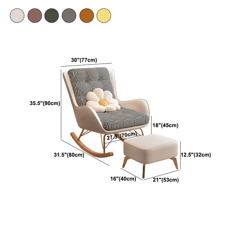 Modern Style Rocking Chair Metal Frame Doll Cotton Filling Cushion Wingback Rocker Chair