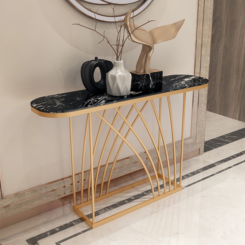 11.81" W Glam Oval Console Accent Table Antique Finish Console Sofa Table