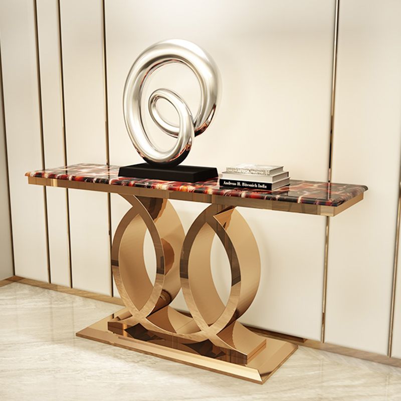 Glam Marble Console Table Rectangle 16" W Accent Table for Hall