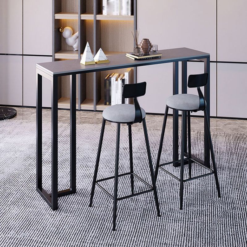 Industrial Rectangle Indoor Bar Dining Table Grey Stone Bistro Table Fixed Table