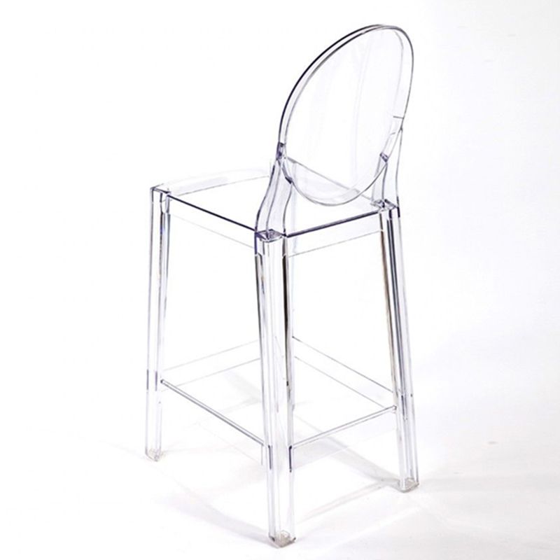 Contemporary Plastic Low Back Counter Stool Footrest Furniture with 4 Legs