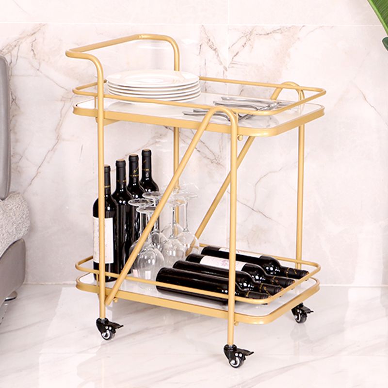 Modern 31.1"H Rolling Prep Table Metal Prep Table with Open Storage