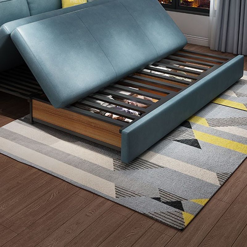 Green Faux leather Sleeper Sofa Scandinavian Style Sofa Bed for Home