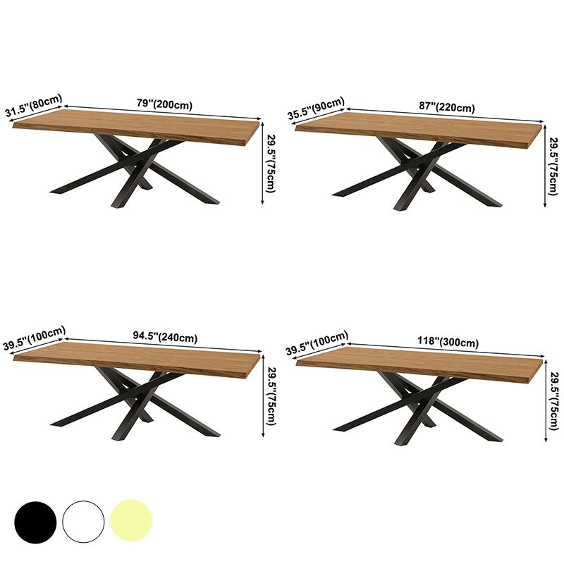 Table à manger rectangulaire de luxe traditionnelle, table en bois massif de pin avec socle