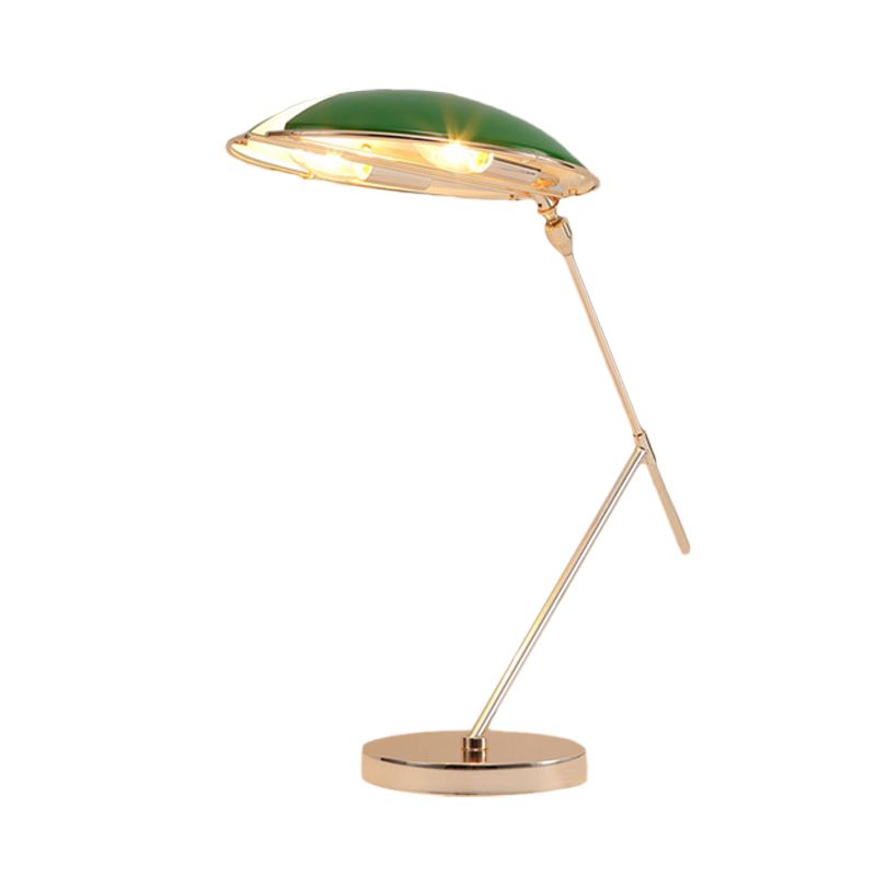 Metal Flat Dome Reading Light Light Modern de 2 bombas Lámpara de mesa verde con cable enchufable