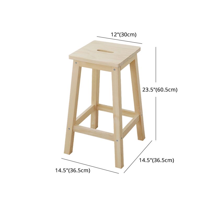 Tabourets de comptoir naturels industriels Tabourets de bar sans bras en bois avec siège carré