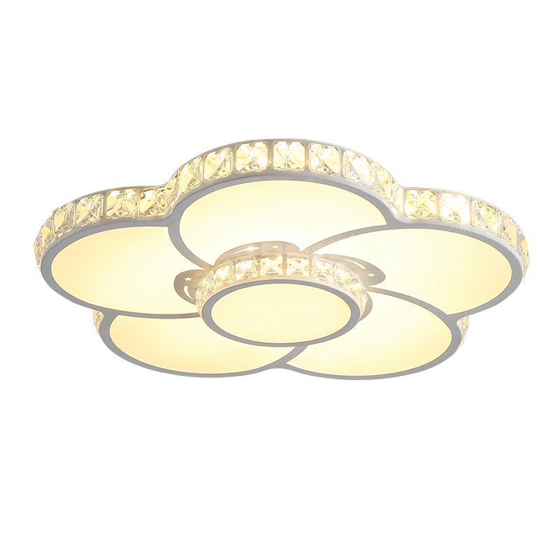 Crystal Floral Flush Mount Lighting Modern Style LED White Flush Mount Ceiling Fixture