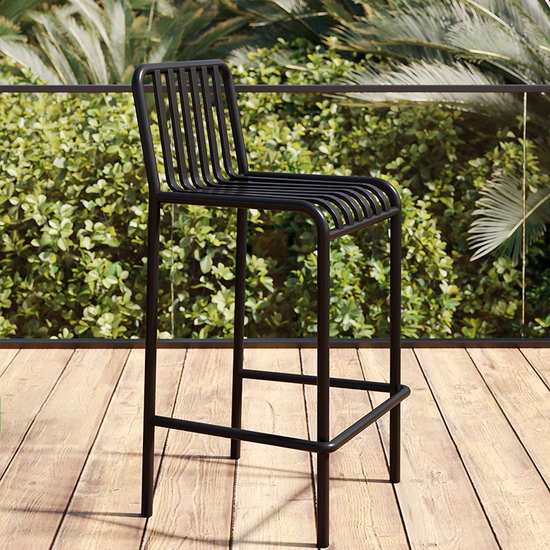 Industrial Armless Bar Stools Metal Dining Stool with Footrest