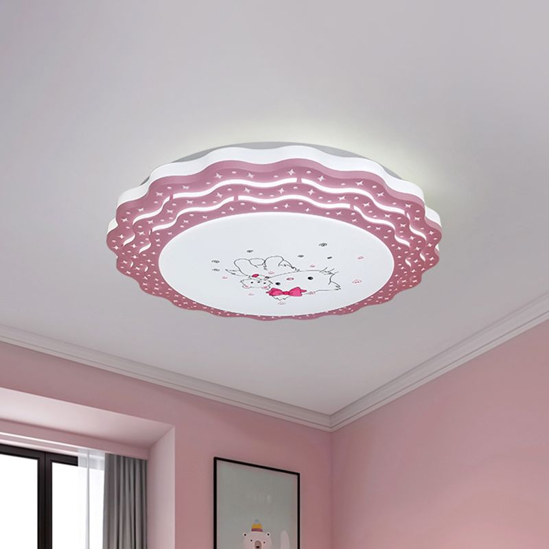 Tiered Ripple Flush Deckenleuchte, Cartoon-Acryl-Schlafzimmer-LED-Unterputzlampe in Rosa/Blau/Grau-Gelb