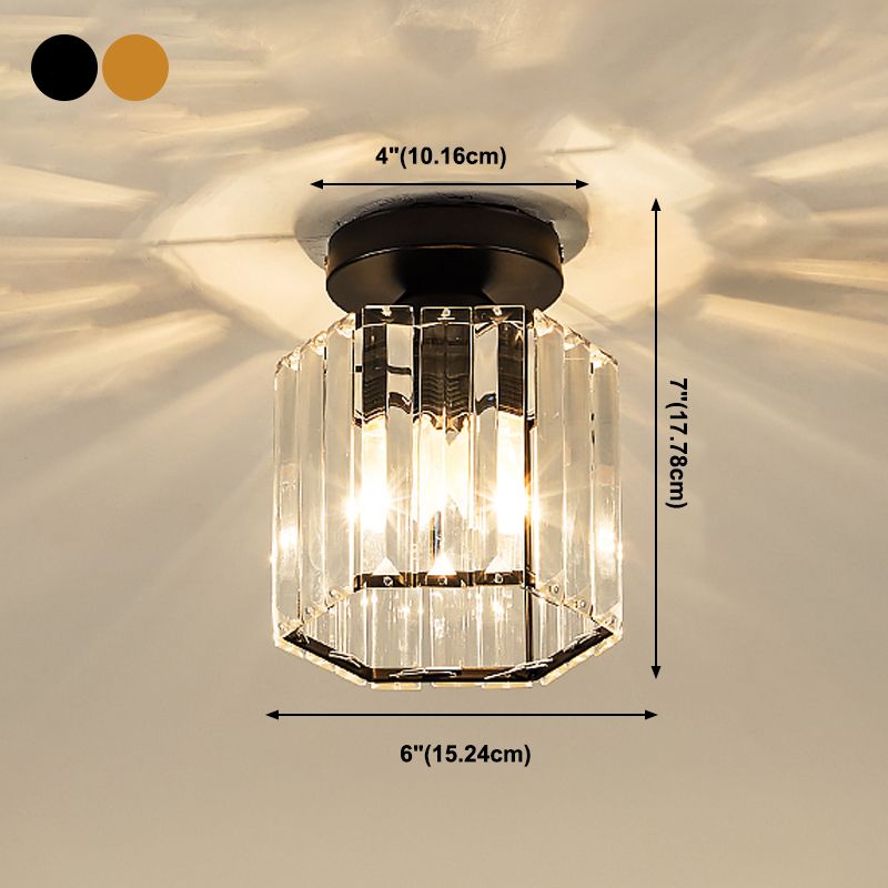 Modern Flush Light Fixtures Crystal Geometric 1 Light Flush Mount Lamp