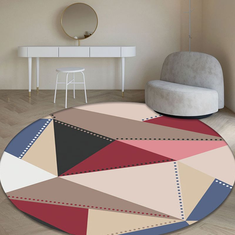Colorful Geometric Pattern Rug Multicolor Modernist Rug Polyester Washable Pet Friendly Anti-Slip Carpet for Study