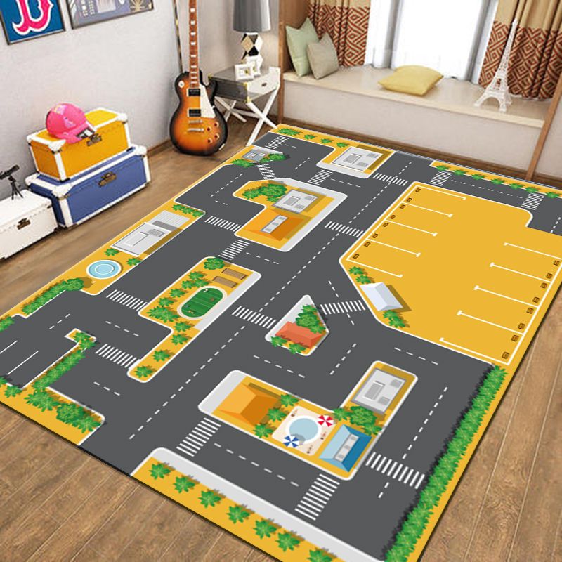 Fancy Modern Area Rug Track Pattern Polyester Area Carpet Stain Resistant Rug for Home Decor