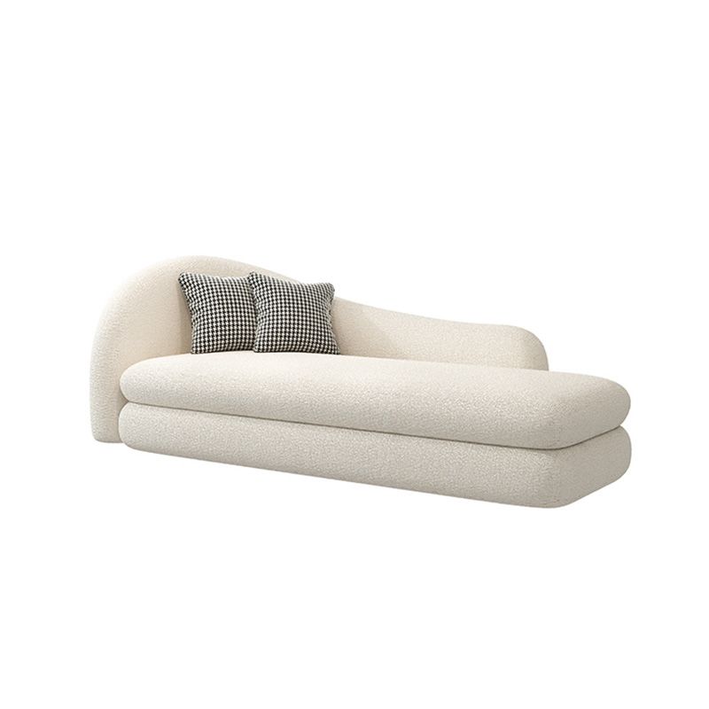 French Country One Armed Chaise, Wool Round Arms Accent Chair