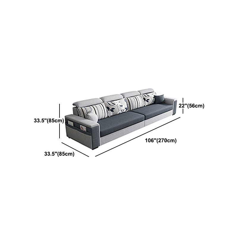 Dark Gray Removable Cushions Pillow Top Arm Sofa/Sectional with Slipcover and Storage