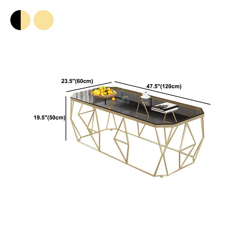 Modern Frame Coffee Table Rectangular Glass Top Cocktail Table for Living Room