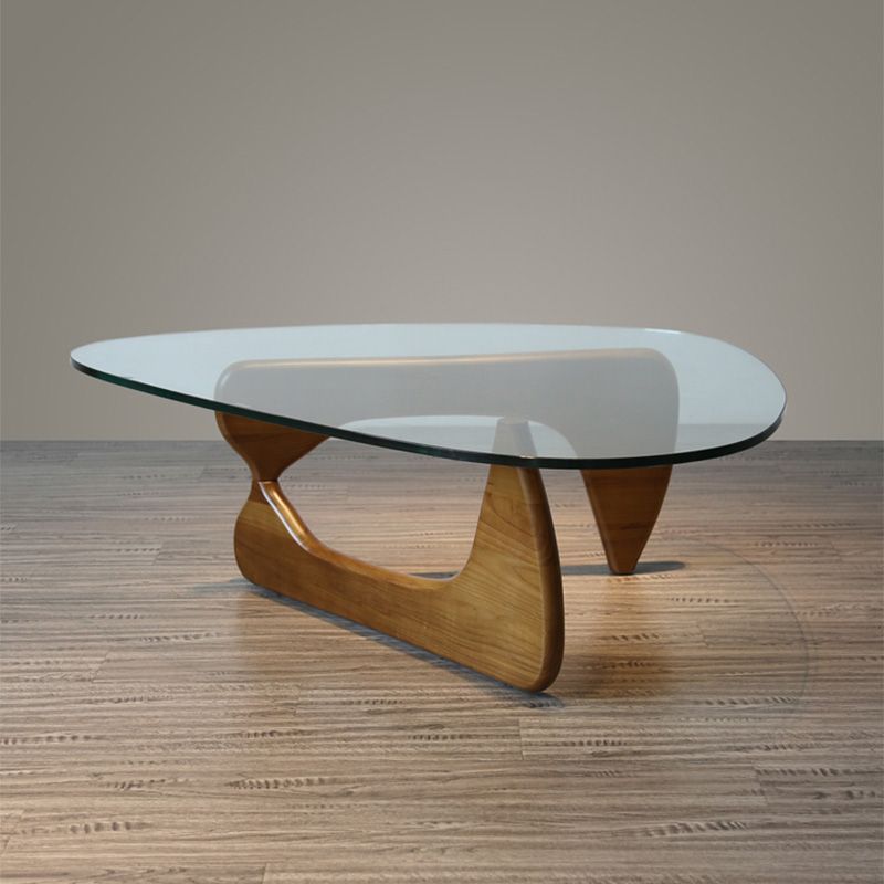 Modern Triangle Glass Abstract Coffee Table Clear Cocktail Table