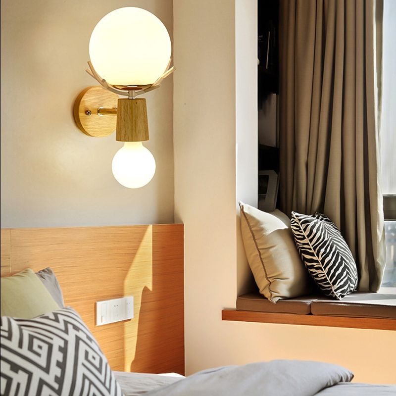 Nordic Style Vanity Light Antler Shape Vanity Lamp with Glass Shade for Shower Room