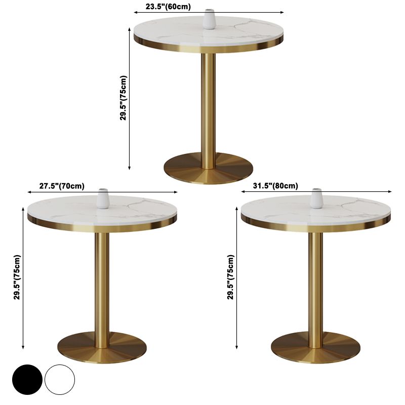 Traditional Luxury Round Dining Table Sintered Stone Dining Table with Pedestal Base
