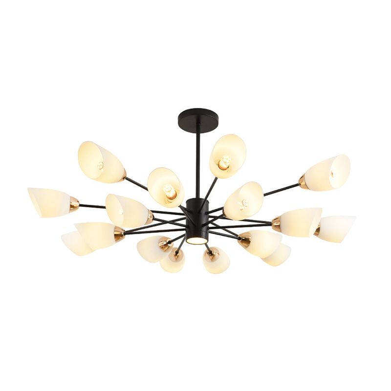Modern Simplicity Spoke-Like Pendant Chandelier White Glass Hanging Light Fixture for Restaurant