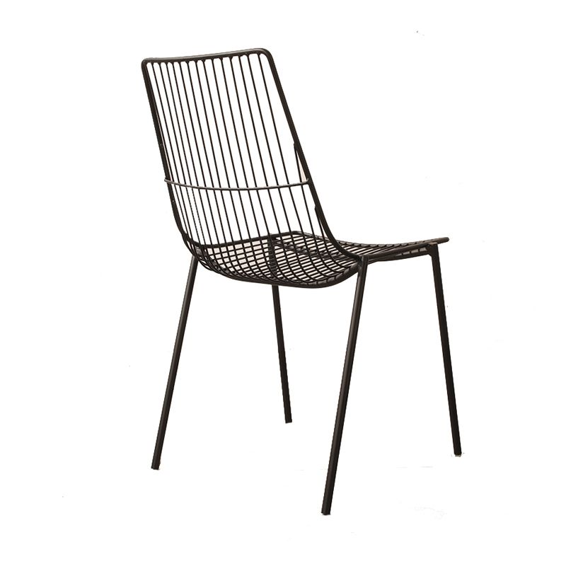 Black/Blue Outdoors Dining Chairs Modern Metal Stacking Patio Dining Chair