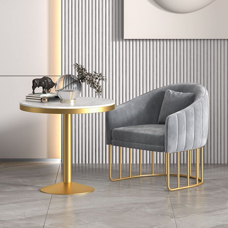 Glam Metal Dining Room Chair Velvet Armless Dining Chairs for Home Use