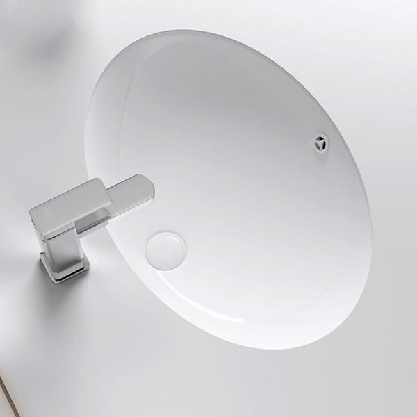 Modern Bathroom Sink Pop-Up Drain Porcelain Solid Color Oval-Shape Vessel Lavatory Sink