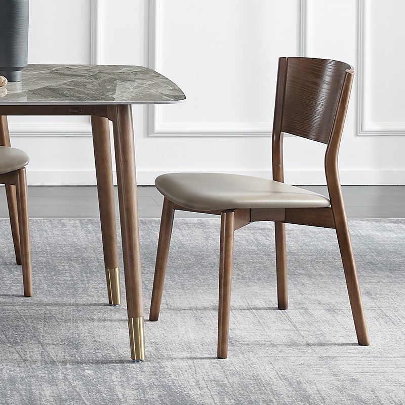Silla lateral de madera maciza para restaurante contemporáneo, silla de comedor con respaldo abierto natural