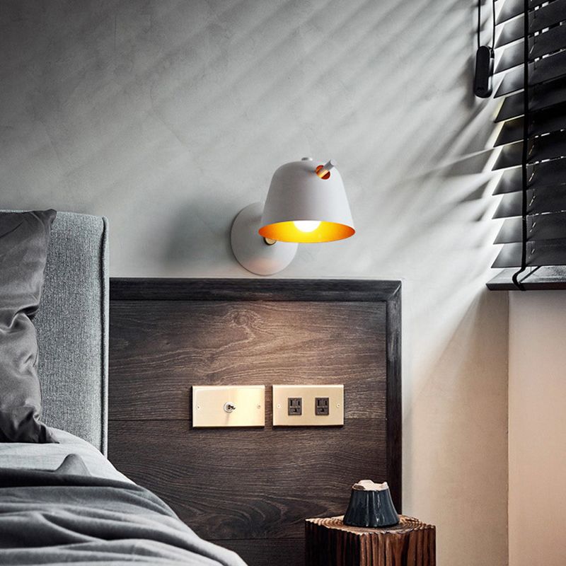 1-Light Wall Lamp Macaron Style Wall Mount Lamp with Metal for Living Room