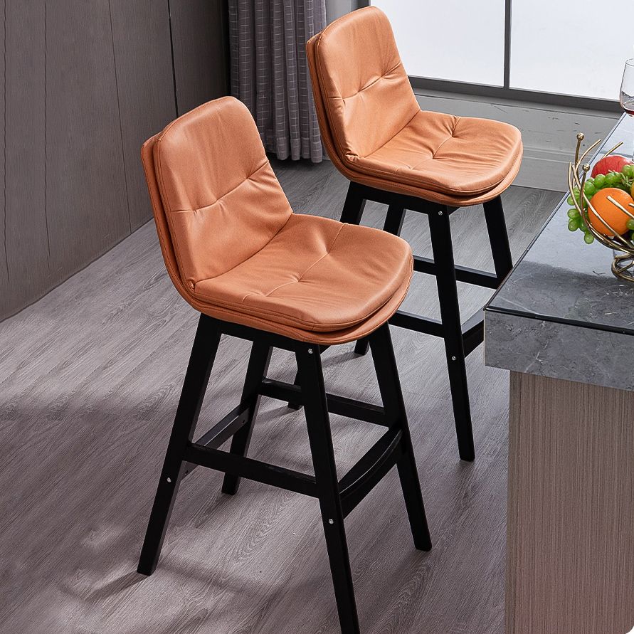 Modern Rubberwood Footrest Barstool Low Back Restaurant Stool