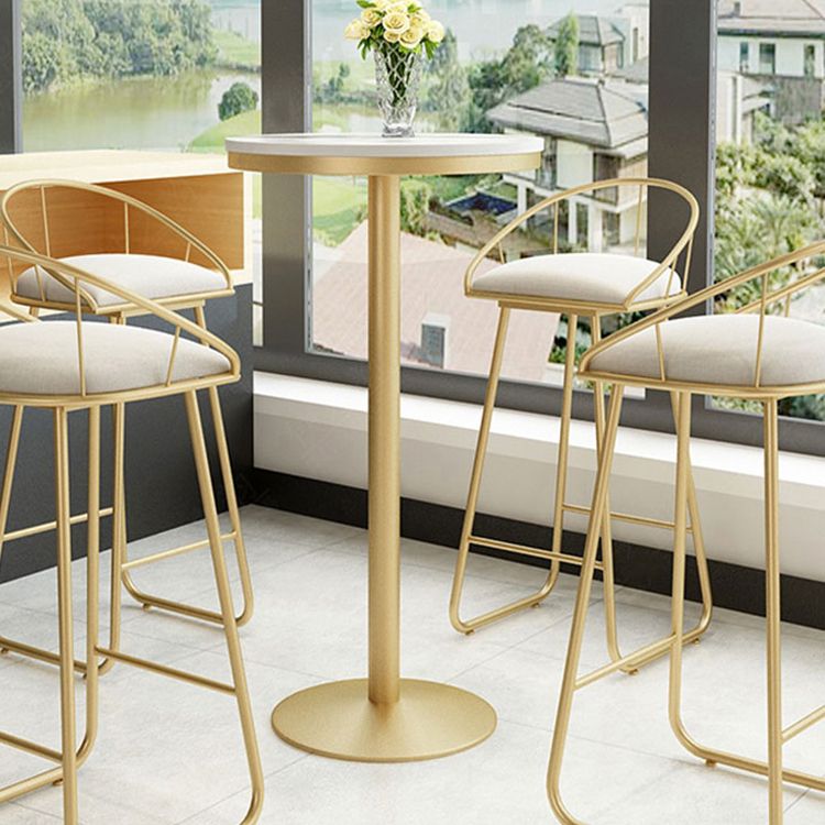 Stone Bar Dining Table Glam Round Bar Table with Pedestal for Dining Room