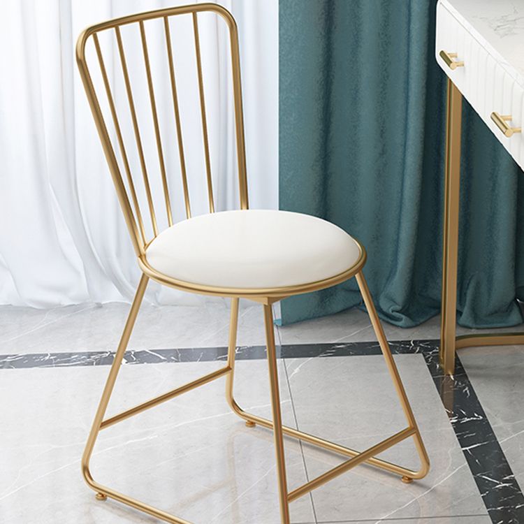 Glam Upholstered Armless Gold Legs Dining Room Side Dining Chair