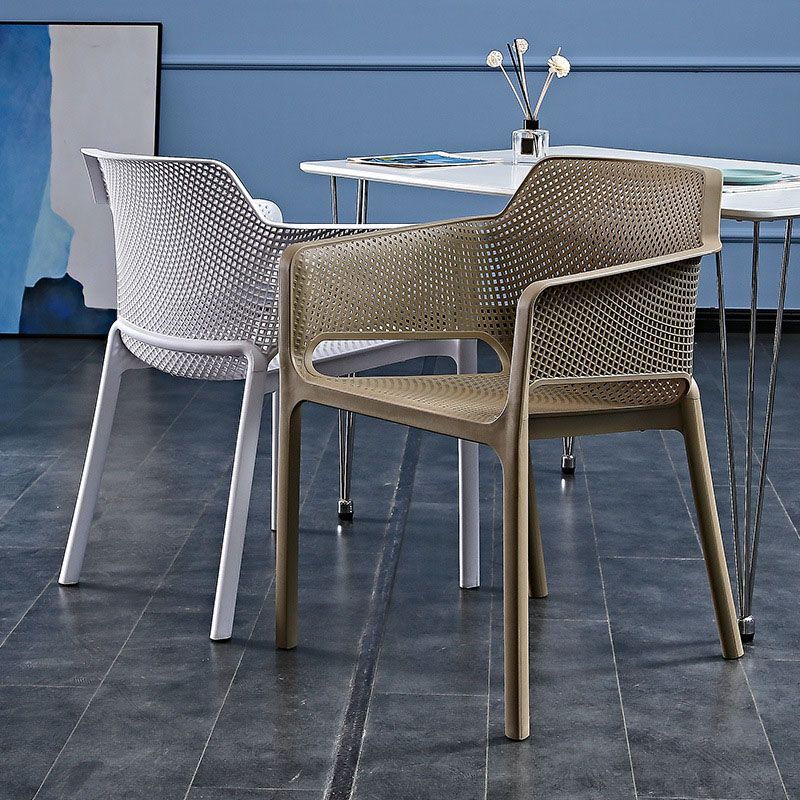 Contemporary Kitchen Dining Arm Chair Plastic Dining Armchair