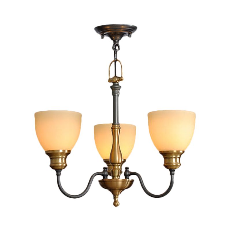 Zwart 5/5/8 lampen hangende lamp landelijk matglas kom kroonluchter hanglamp met metalen gebogen arm