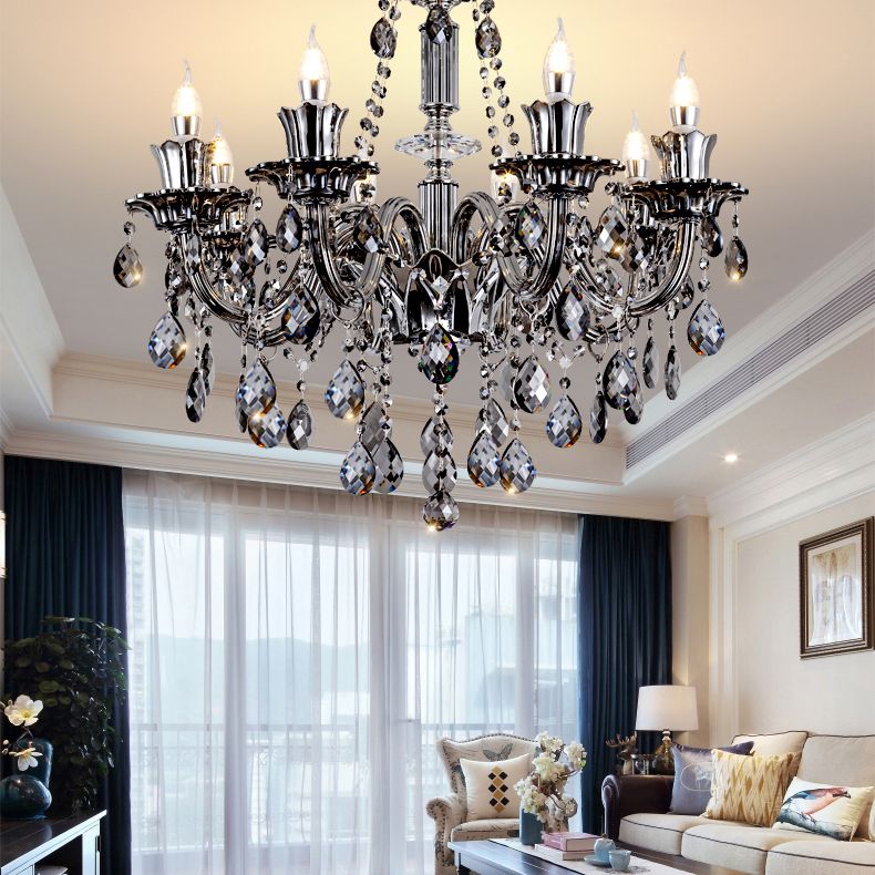 Crystal Candelabra Hanging Light Fixtures Vintage Living Room Hanging Chandelier Light