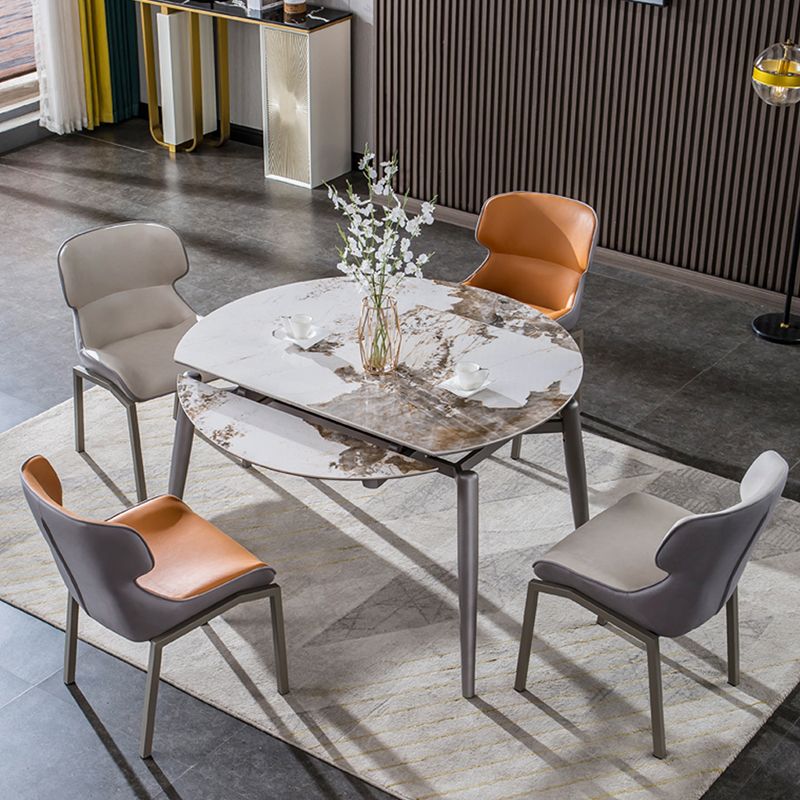 Extendable Dining Table Modern Round Stone Dinner Room Kitchen Table