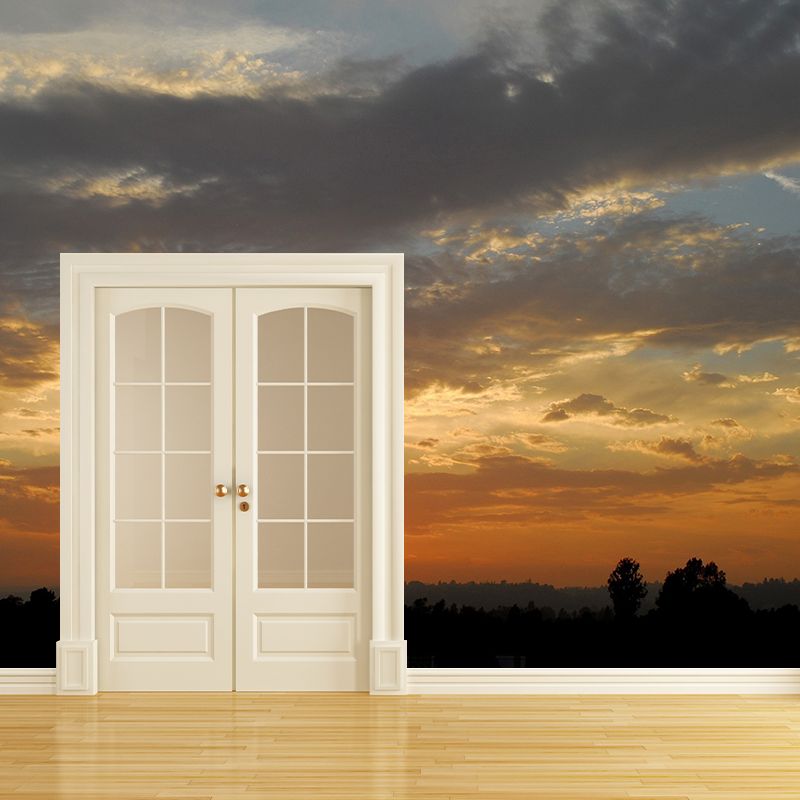 Stunning Sunset Glow Mural Wallpaper Living Room Scenery Wall Decor, Custom-Print