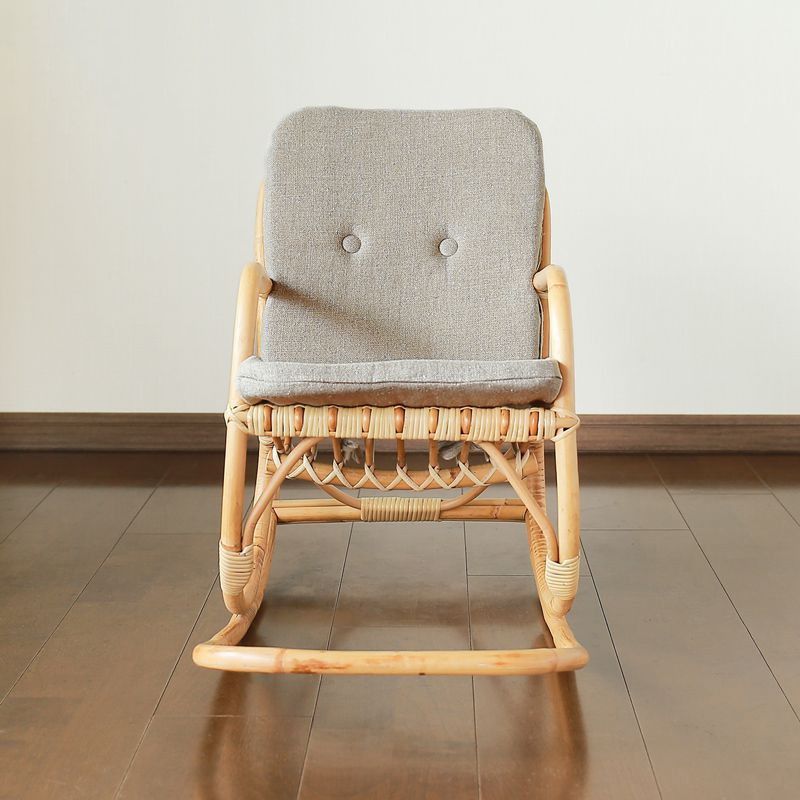 Modern Rocking Chair Wicker Removable Cushions Button-Tufted Rocker