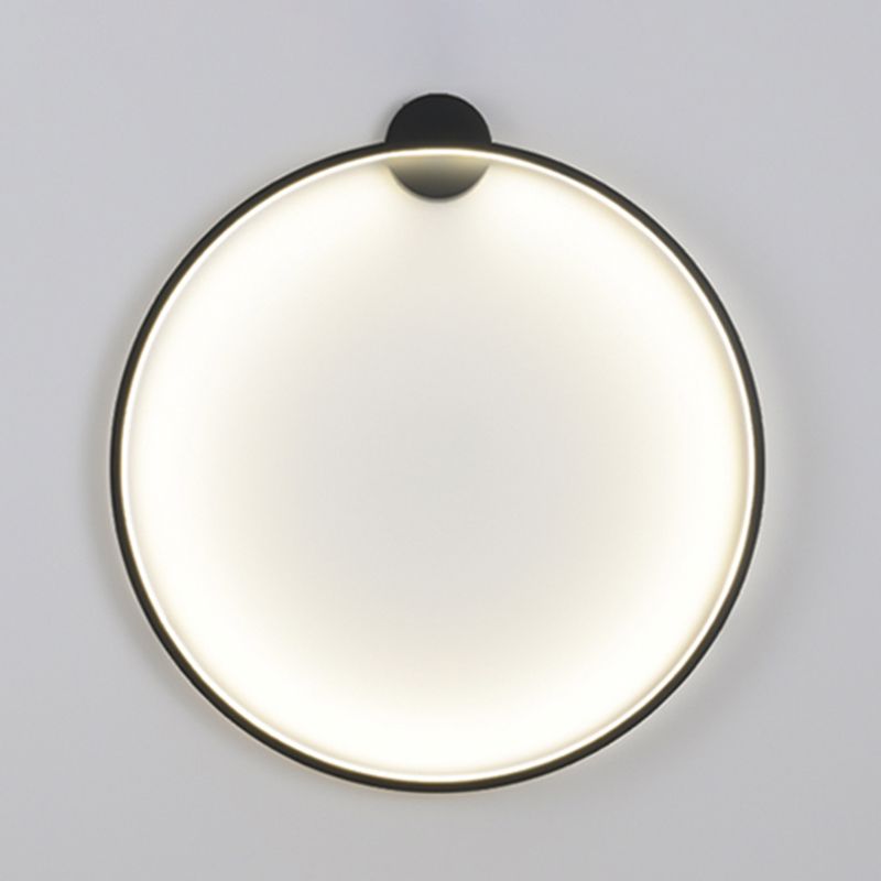 Metal Round Shape Wall Light Modern 1-Light Wall Mounted Light Fixture in Black