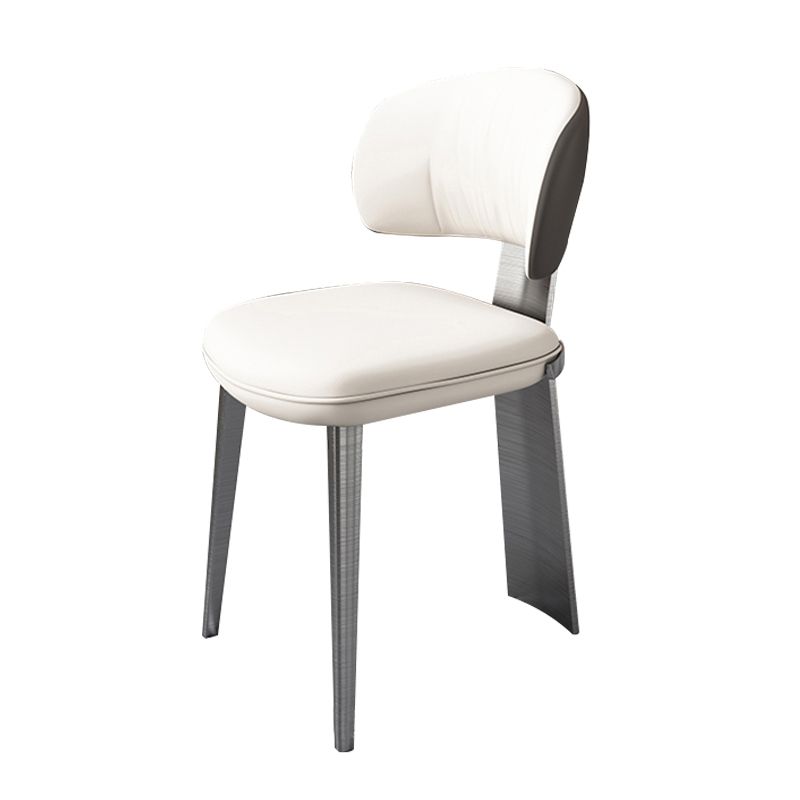 Glam Dining Chair Faux Leather and Metal Armless Dining Chairs