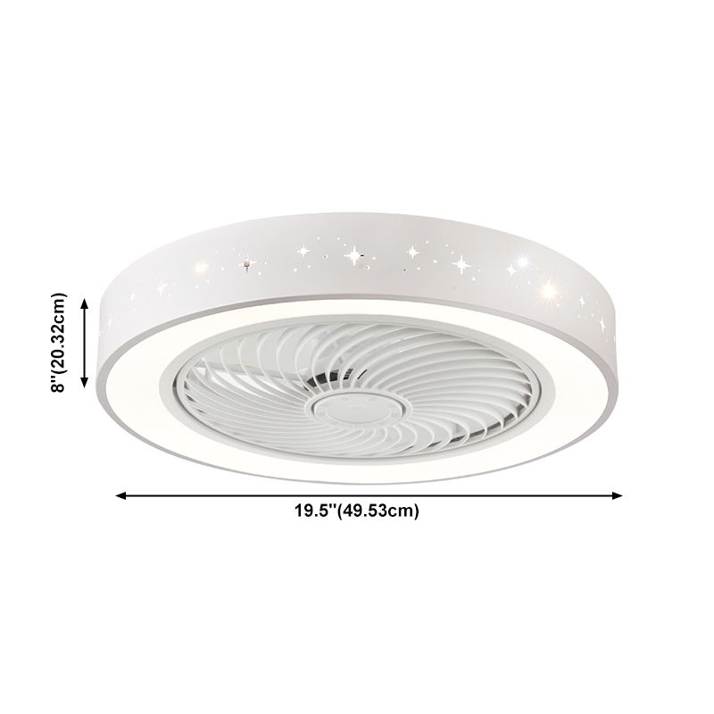 Unsichtbarer, trommelförmiger Lüfterlicht Kit Nordische Acryl weiße LED Semi Flush Light für Schlafzimmer