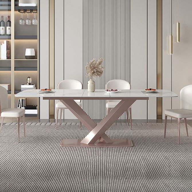 Modern 1/4/5/7 Pieces Silver Dining Table Set with Sintered Stone Top Scalable Dinette Set