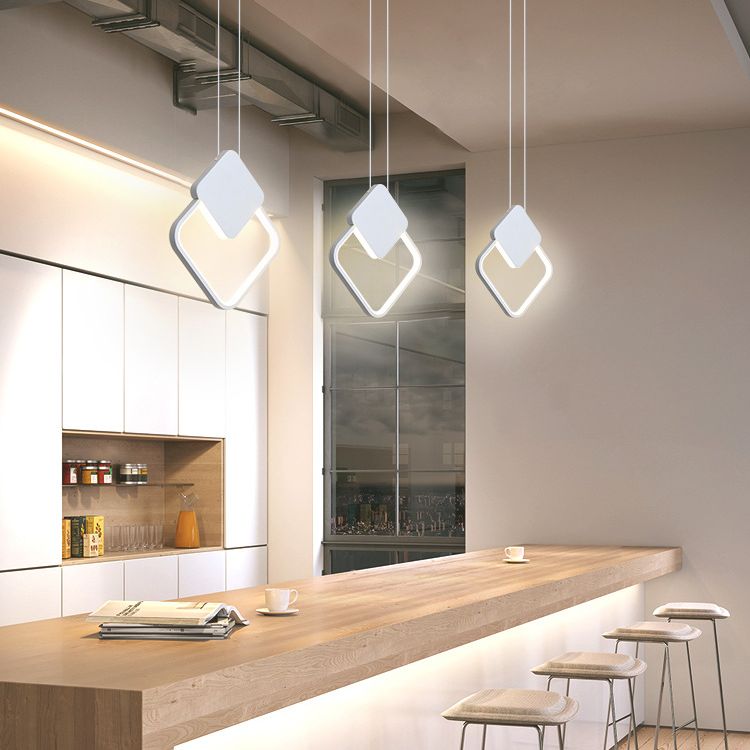 Modern Minimalist Style Cord Hung Hanging Pendant Lights Metal Ceiling Lamp in Black Finish for Bedroom