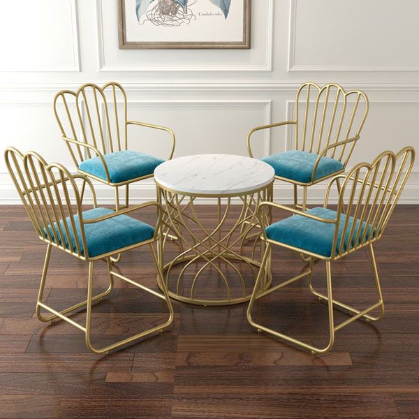 Silla de comedor de terciopelo Glam, sillón lateral de comedor de metal para uso en restaurantes