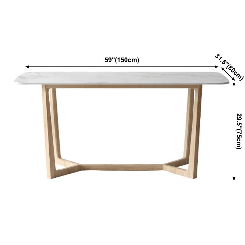 Simplicity Rectangle Dining Room Table Sintered Stone Table with Trestle Base