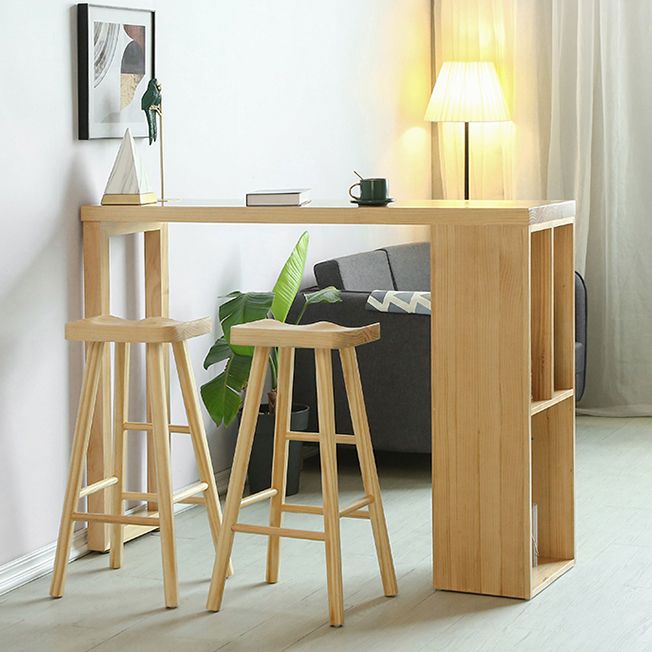 Double Pedestal Bar Table Set 2/3 Pcs Solid Wood Bar Table and Backless Stools