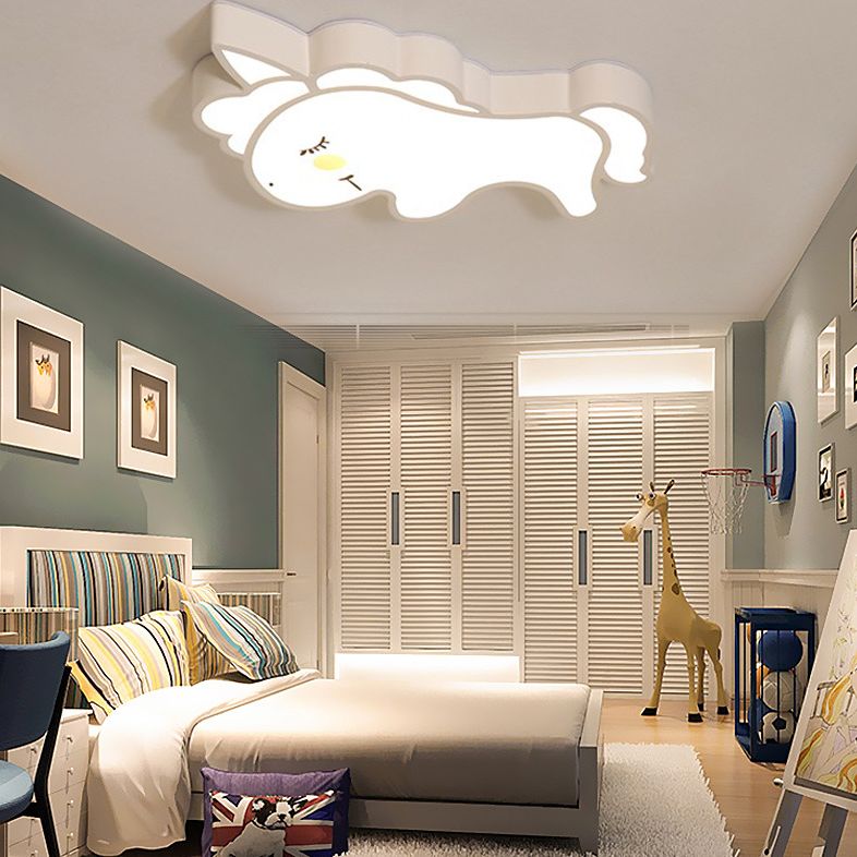 Cartoon Animals Led Metal Flush Light White Children Room LED Flush Massimale Lampada con Lampshade Acrilico
