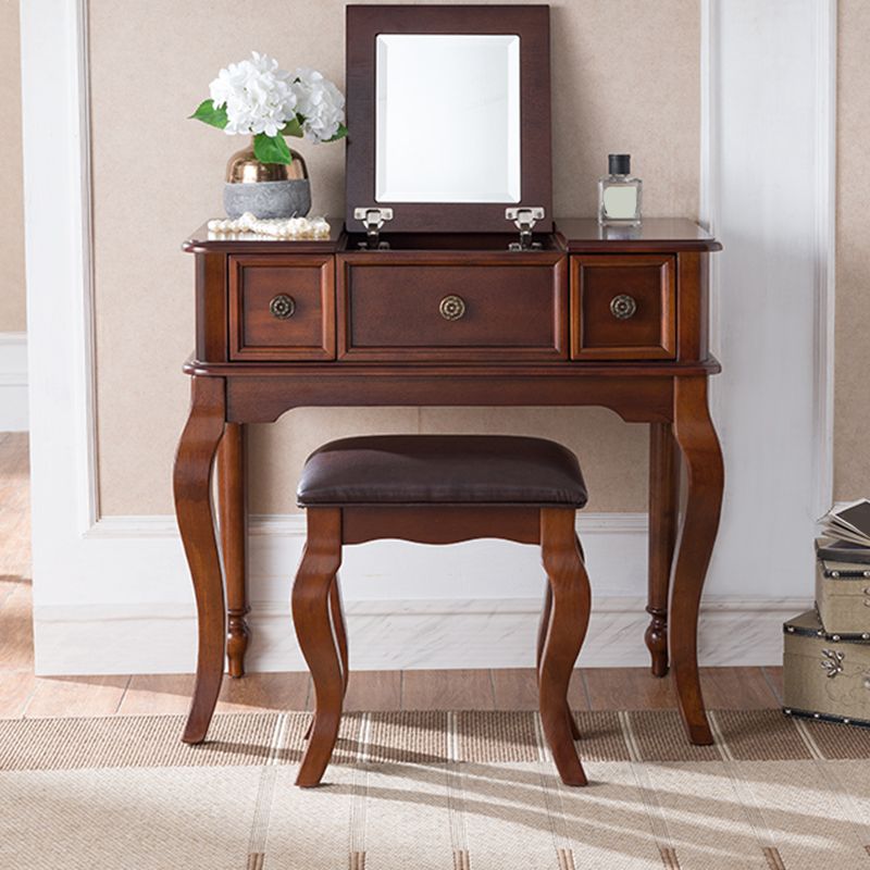 Traditions Rubberwood Vanity Set with Mirror 18.11" Wide Brown Vanity
