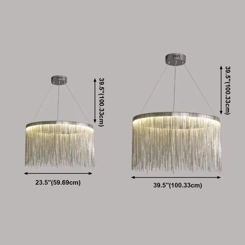 Zilveren lineaire kroonluchter in Noordse karakteristieke stijl LED -hanglampje voor binnenruimtes