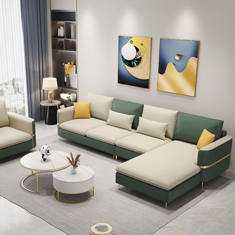 35.4"H Modern Square Arm Faux Leather Sofa& Chaise for Living Room