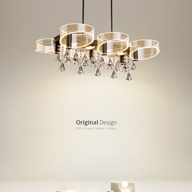 Luces de lámpara de araña de isla de estilo moderno luces colgantes de aluminio LED para comedor